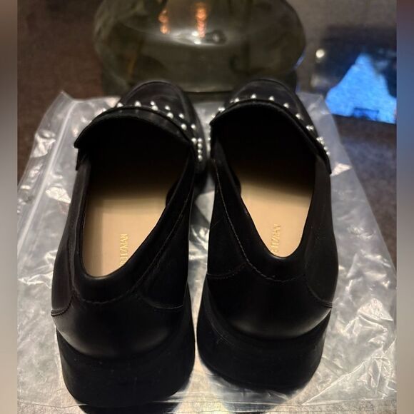 STUART WEITZMAN Darcy Simulated Pearl Studded Leather Loafers - Picture 7 of 8